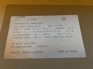 Accesorios Nevera Lynx Modelo LF 623