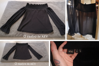 Blusa MNG negra hombros descubiertos Talla M