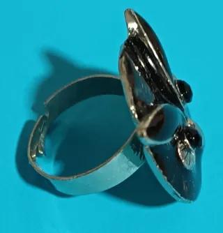 Anillo Búho Negro y Plateado