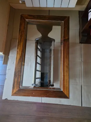 Mesa auxiliar rústica madera y cristal