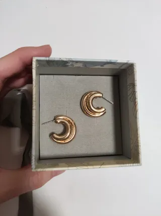 Pendientes doble aro en color oro rosa