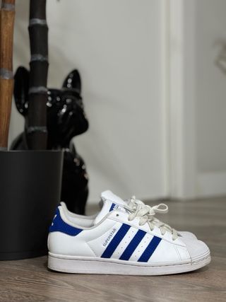 Zapatillas Adidas Superstar Blancas y Azules Niños