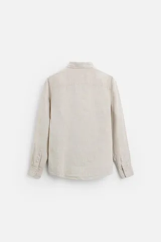 Camisa Lino Zara Talla L Beige Nueva