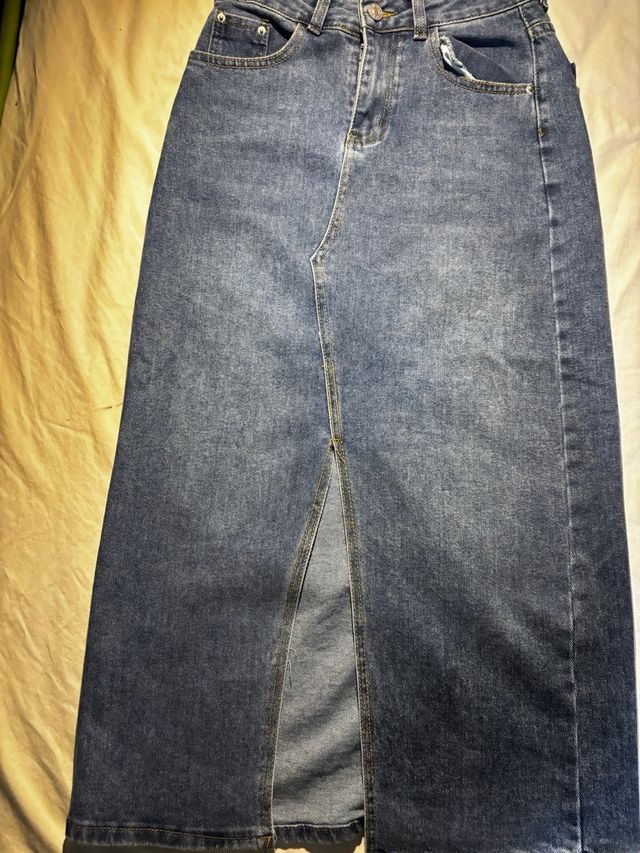 Falda vaquera larga azul