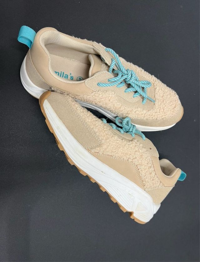 Zapatillas Camila's mujer beige y azul