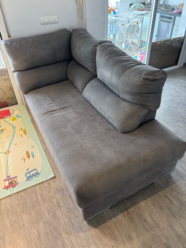 Sofá modular gris de tela 2x1 metro