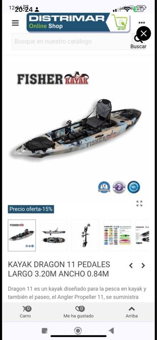 Kayak de pesca Dragon 11 con pedales