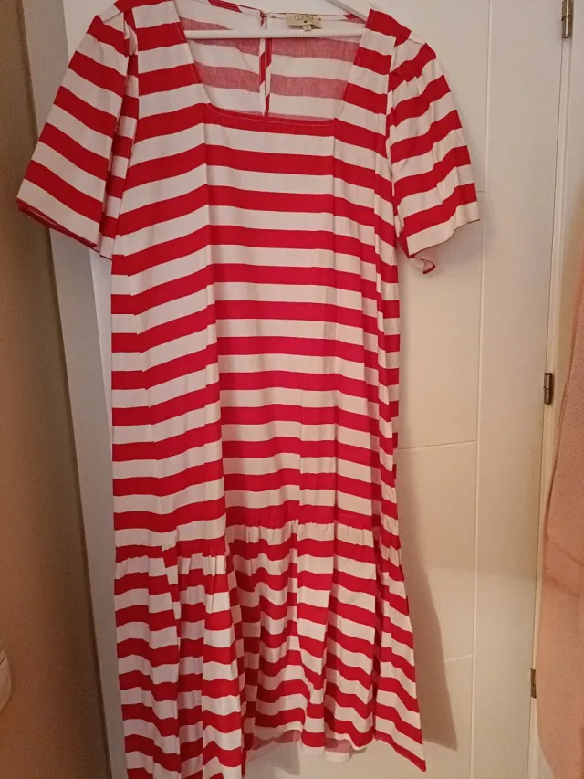 Vestido largo rayas rojo y blanco Coosy