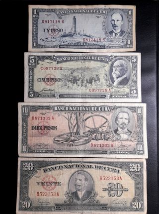 🇨🇺 Lote 4 Billetes Cuba 