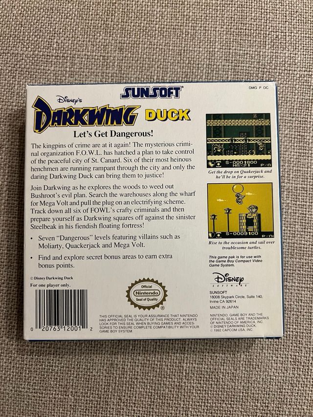 Darkwing Duck Game Boy USA Completo Originale