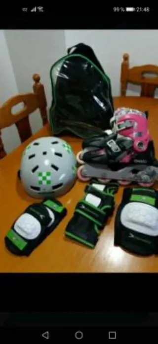 Patines en línea y equipo de protección