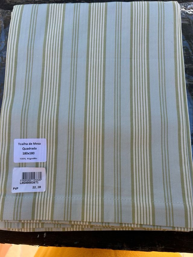 Mantel de algodón a rayas