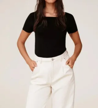 Top negro elástico Mango mujer