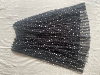 Gonna lunga pizzo nero pois bianchi