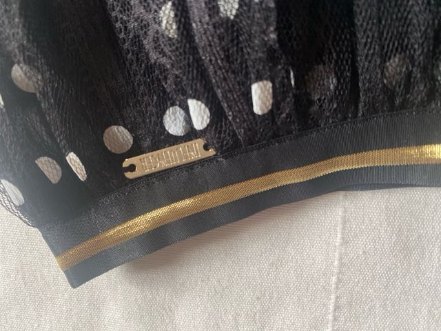 Gonna lunga pizzo nero pois bianchi