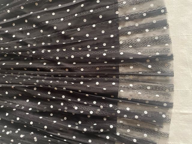 Gonna lunga pizzo nero pois bianchi