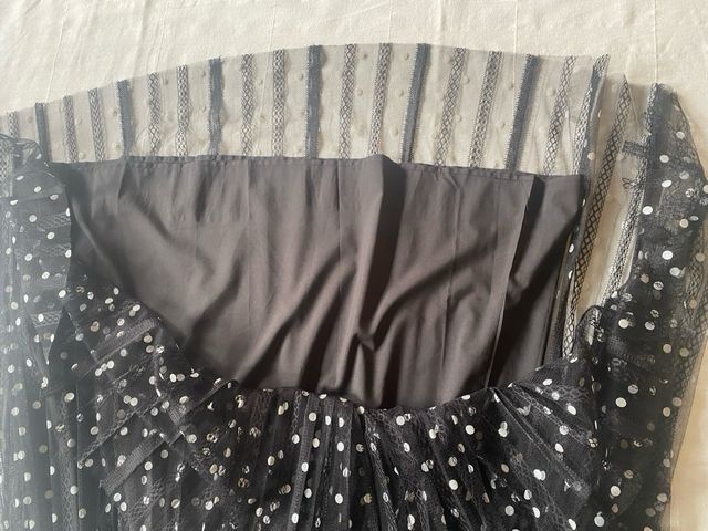 Gonna lunga pizzo nero pois bianchi