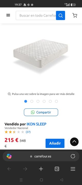 Colchón espuma 150x200 cm firmeza media