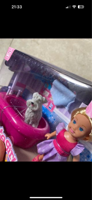 Gioco bambina toelettatura cane