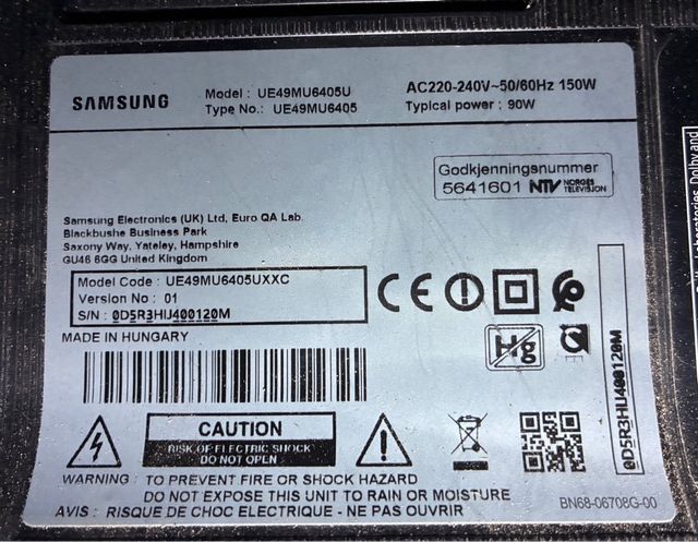 Despiece TV Samsung UE49MU6405U