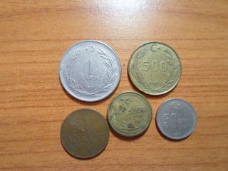 5 monete turchia no- 1971, 1989, 2003, 1964, 1995