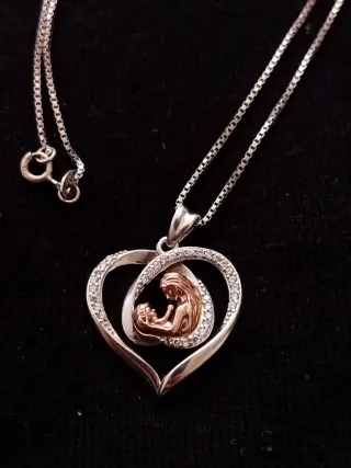 Colgante de Plata Corazón Madre e Hijo