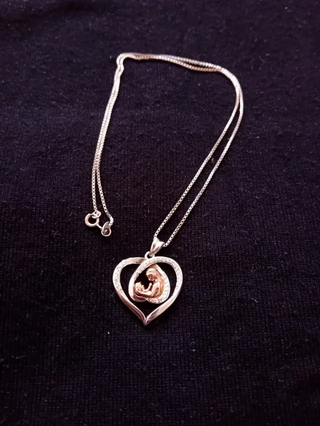 Colgante de Plata Corazón Madre e Hijo