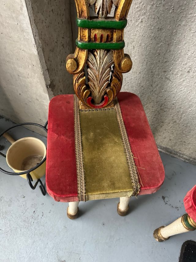 Pareja Sillas Madera Antiguas Doradas