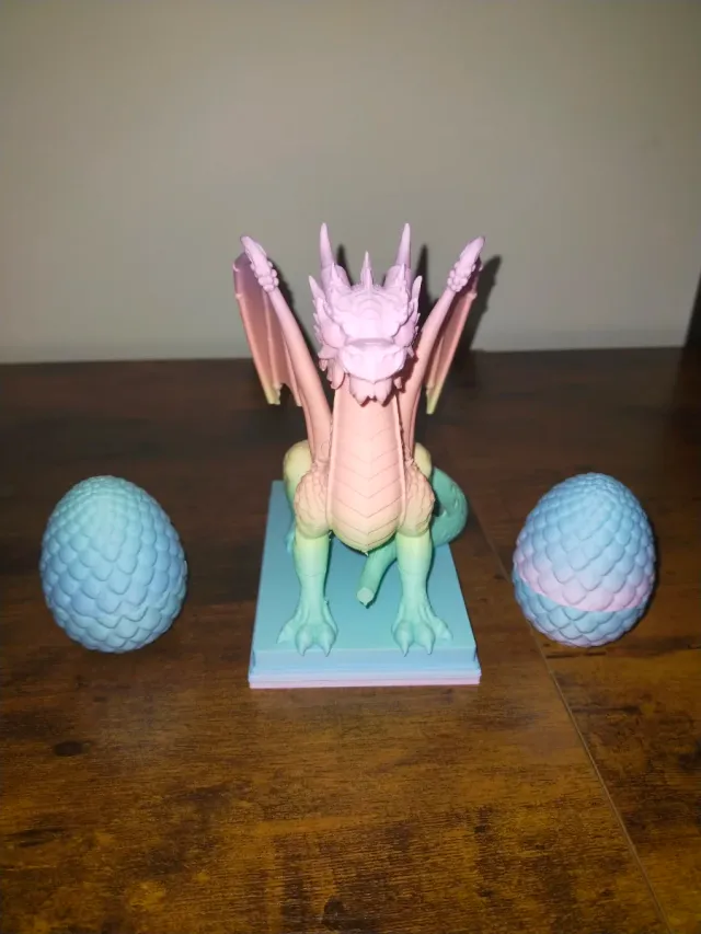 Dragón 3D Multicolor con Huevos y sus crias.