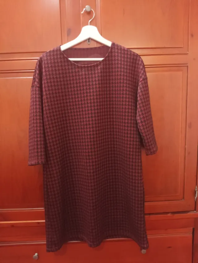 Vestido cuadros granate y negro