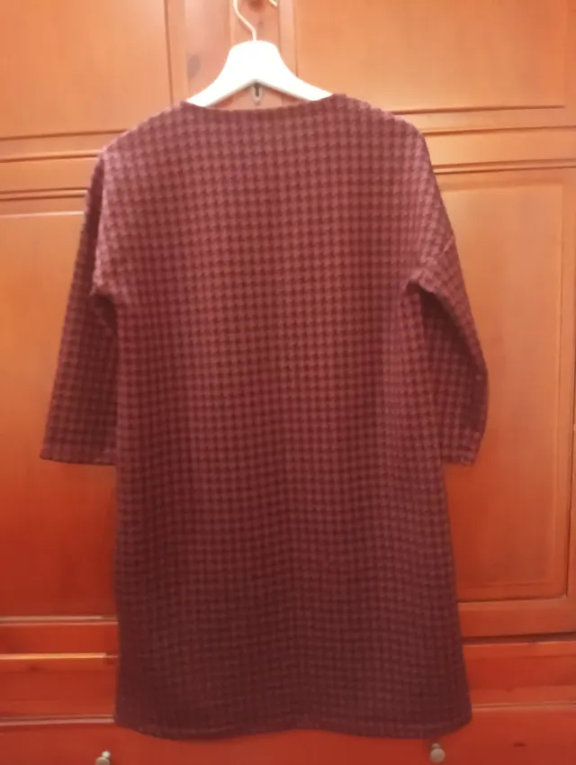 Vestido cuadros granate y negro