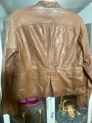 Chaqueta de piel Massimo Dutti Marrón