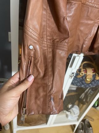 Chaqueta de piel Massimo Dutti Marrón