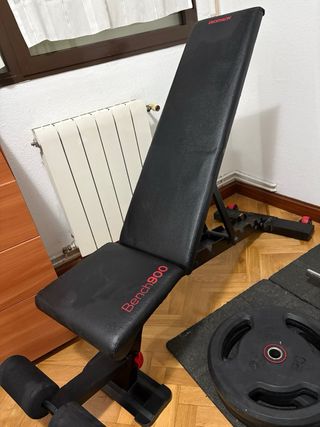 Banco, Rack, Barras y Discos Gym
