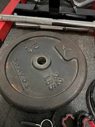 Banco, Rack, Barras y Discos Gym