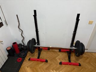 Banco, Rack, Barras y Discos Gym