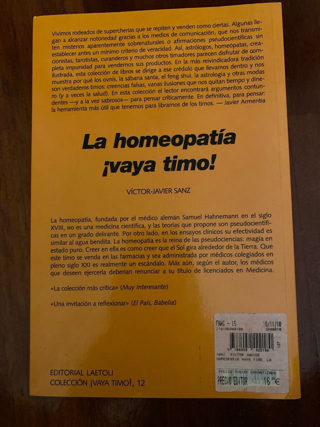 La homeopatía ¡vaya timo!