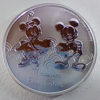 Moneda Plata Mickey Minnie Corazón Disney 1oz