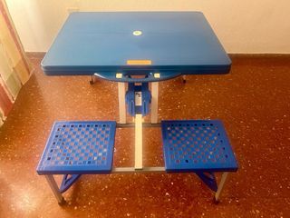 Mesa Picnic Plegable 4 Sillas Azul