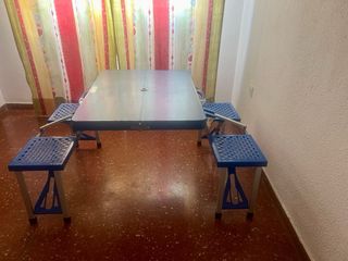 Mesa Picnic Plegable 4 Sillas Azul
