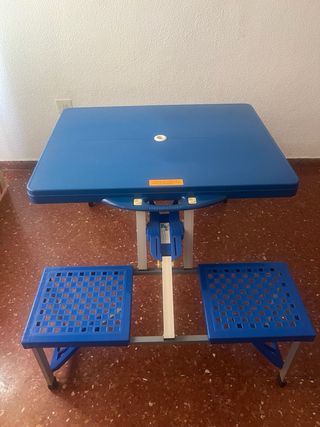 Mesa Picnic Plegable 4 Sillas Azul