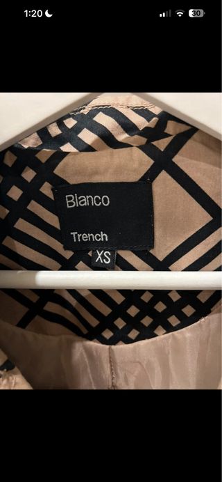 Gabardina de BLANCO cuadros beige y negro