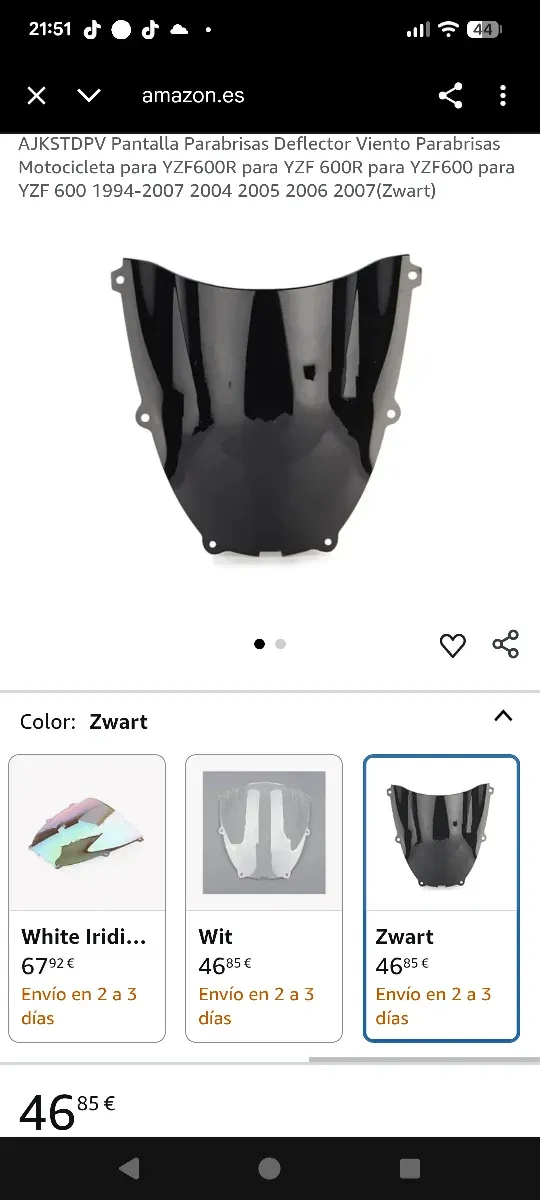 Parabrisas Yamaha YZF600R Negro