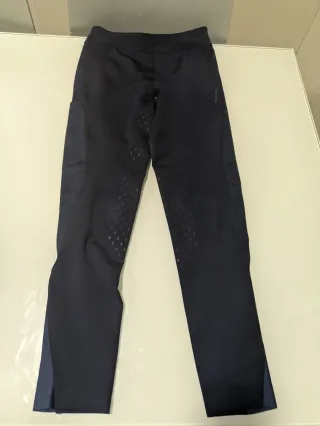 Pantalón hípica Fouganza negro / blanco/ azul