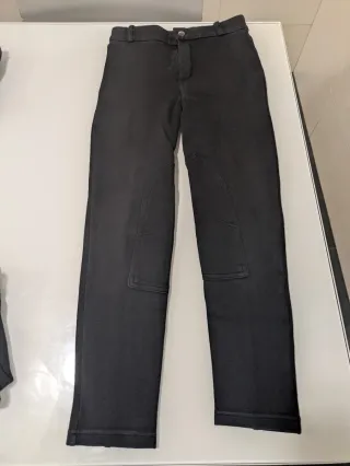 Pantalón hípica Fouganza negro / blanco/ azul