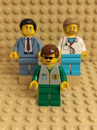 1pz minfigure lego city venditore, dottore, banchi