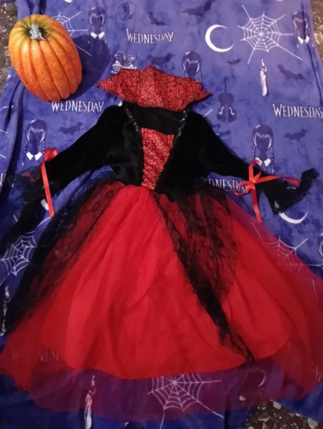Vestido Vampira Halloween Niña 5-6 años