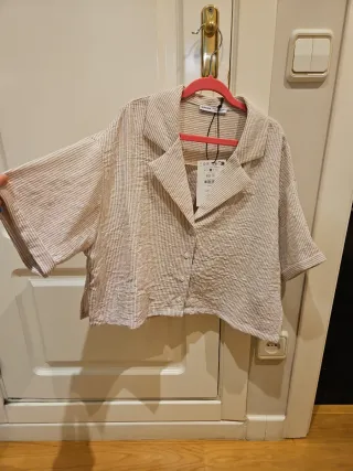 Camisa beige rayas XS