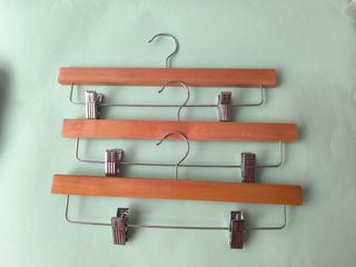 Lote 3 Perchas Madera Pinzas