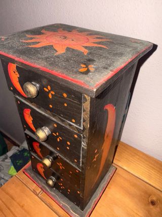 Cajonera Decorativa Madera Luna Naranja